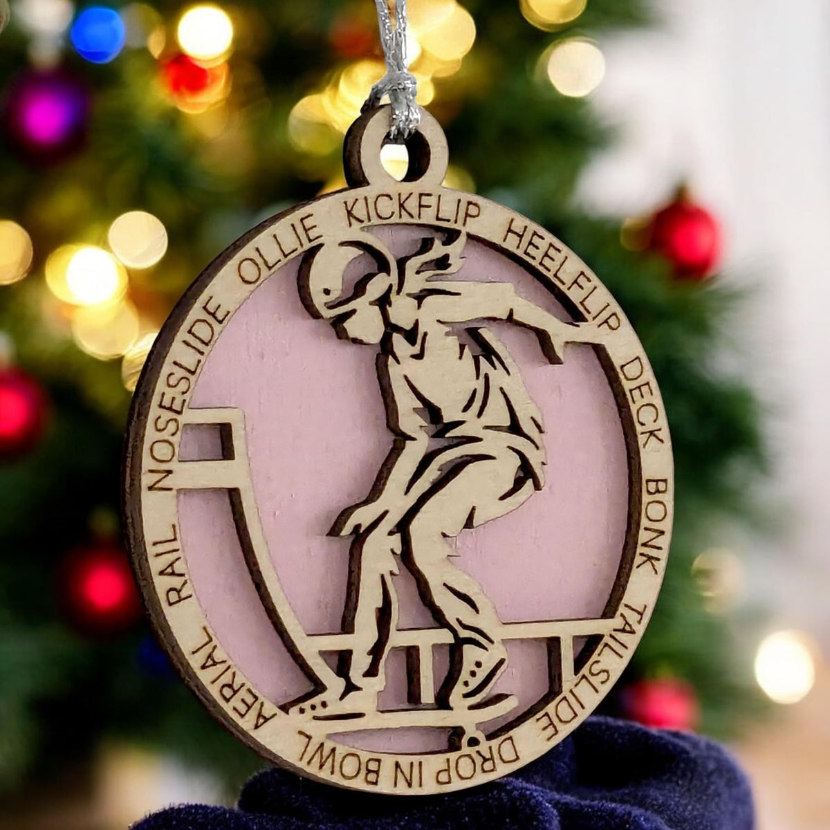 3" Female Skateboarder Christmas Ornament