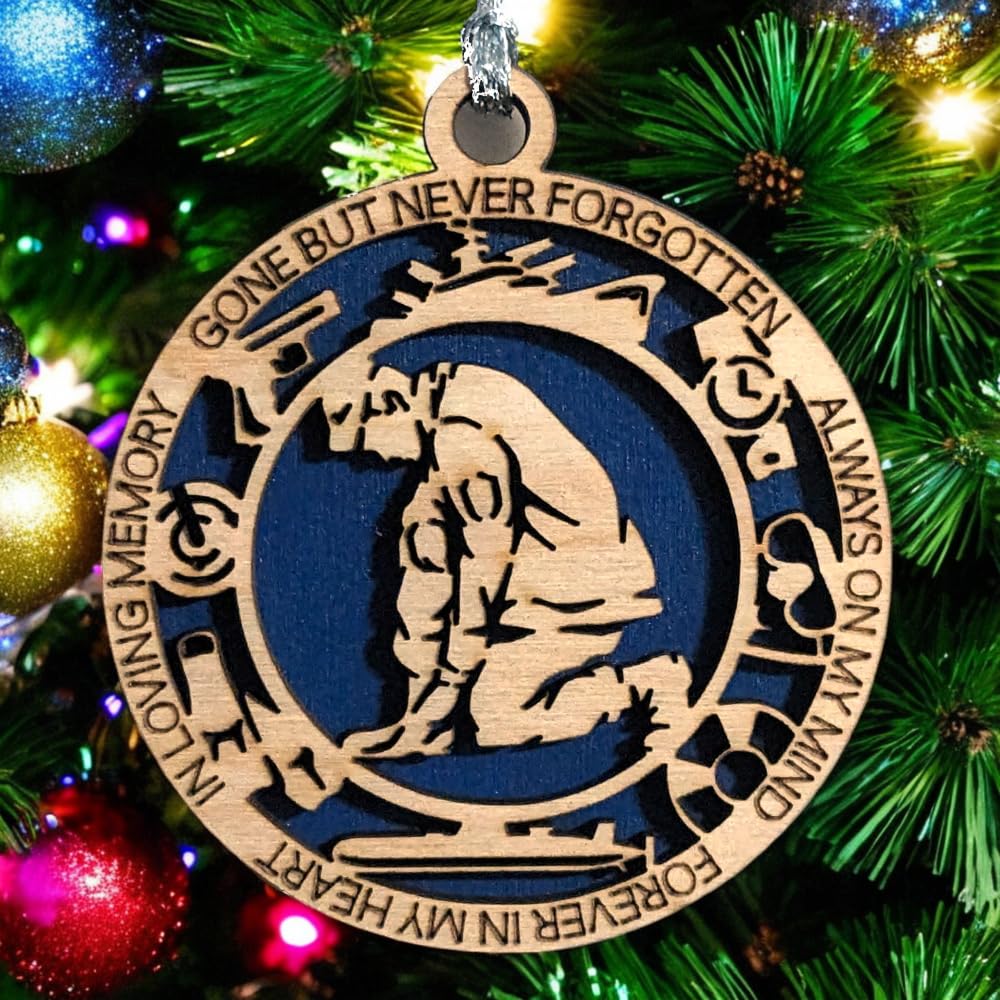 3" Navy Memorial Ornament, Kneeling Soldier, Icons