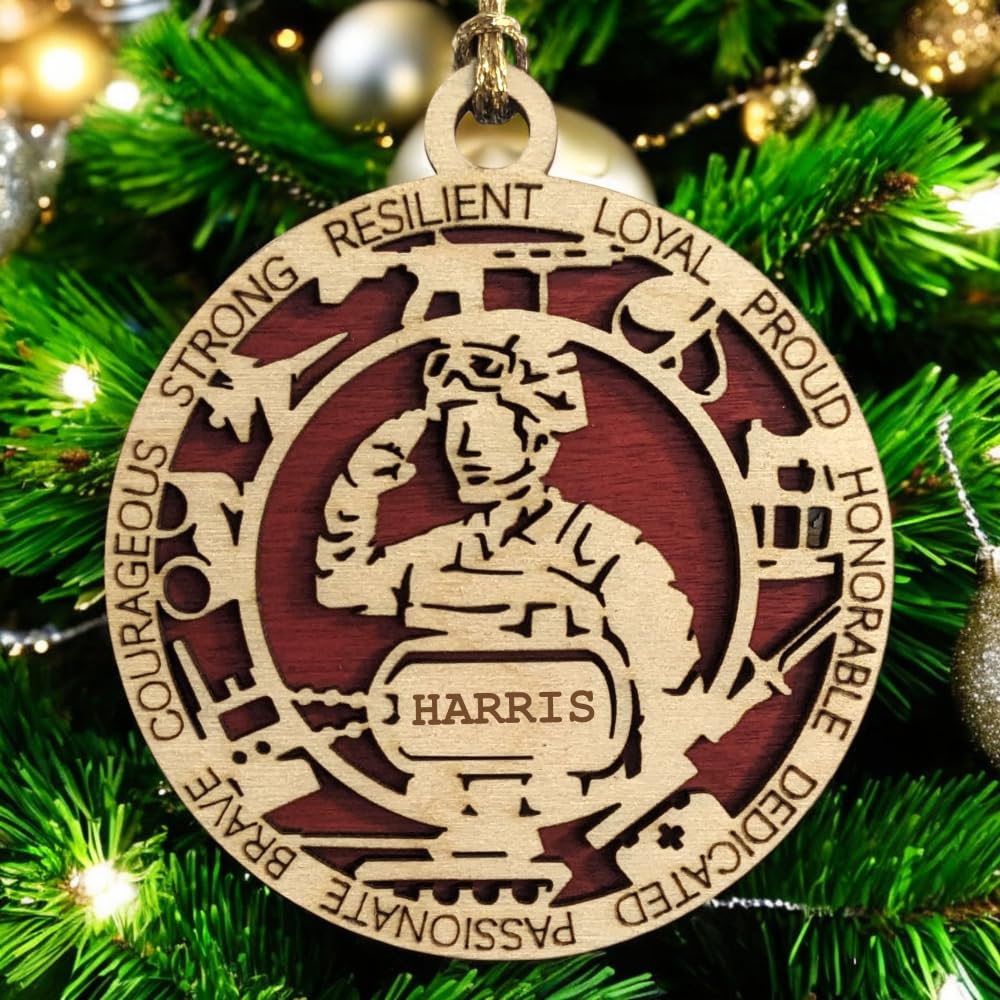 3" Marines Inspired Male Ornament, Field, Icons, Dog Tag