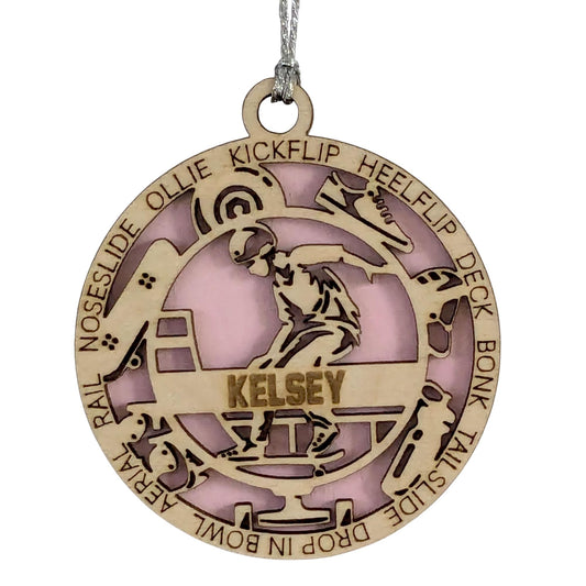 3" Custom Name Male Skater Gear Ornament
