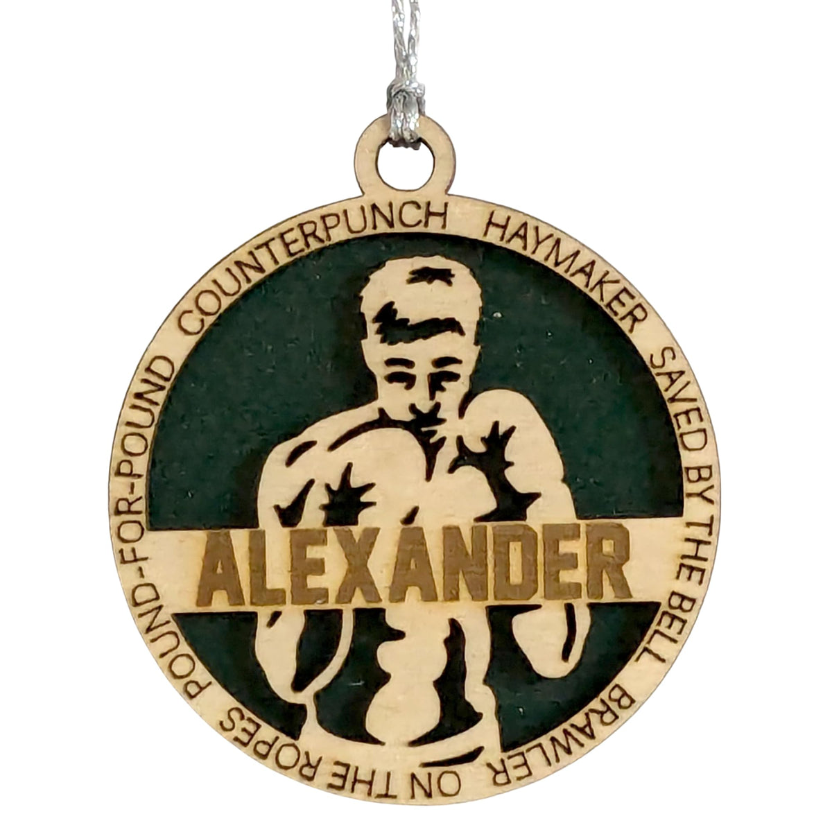 3" Custom Male Boxer Wood Ornament
