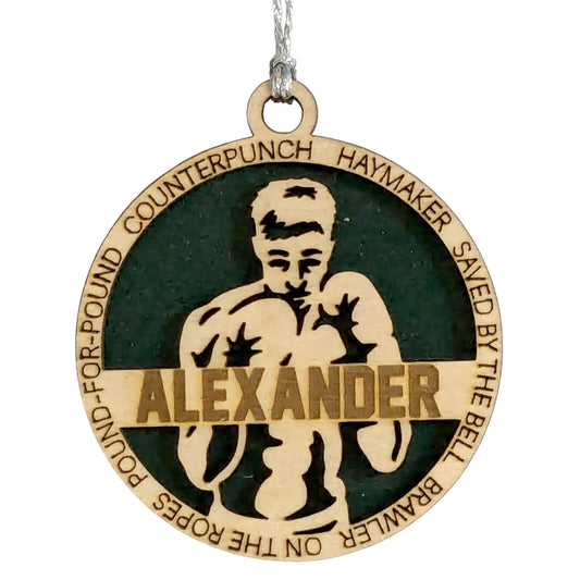 3" Custom Male Boxer Wood Ornament