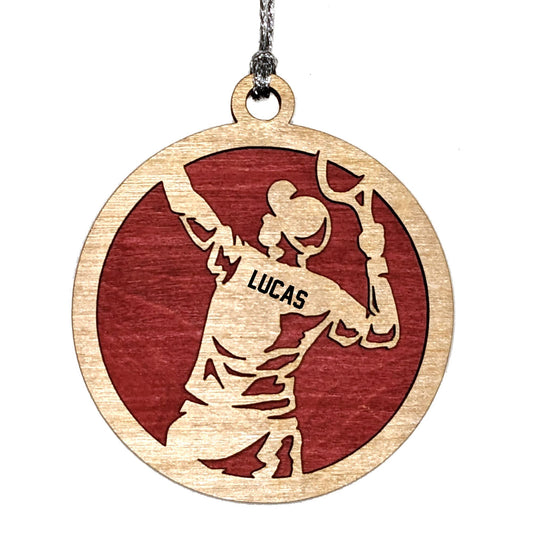 Handmade 3" Custom Name Male Tennis Player Ornament
