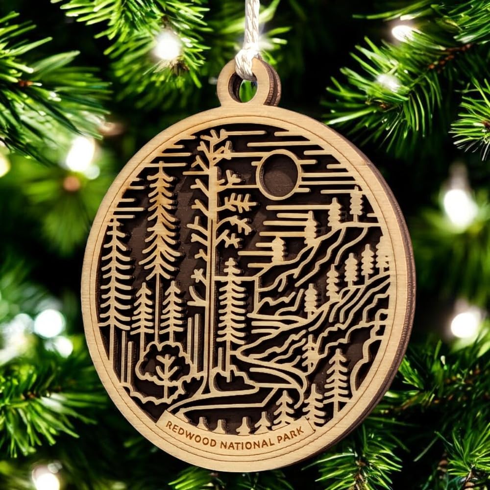 Redwood National Park 3.5" Wood Christmas Ornament