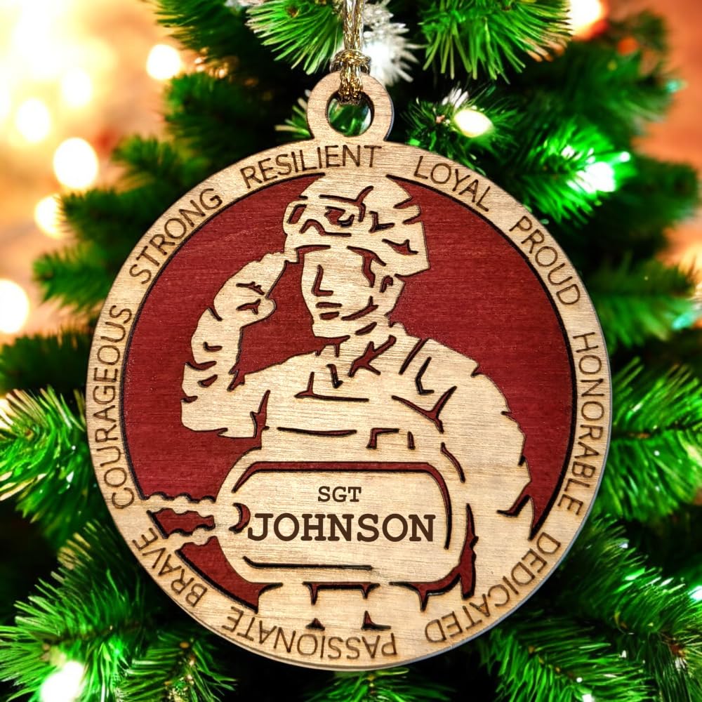 3" Marines Inspired Male Soldier Ornament, Field, Dog Tag