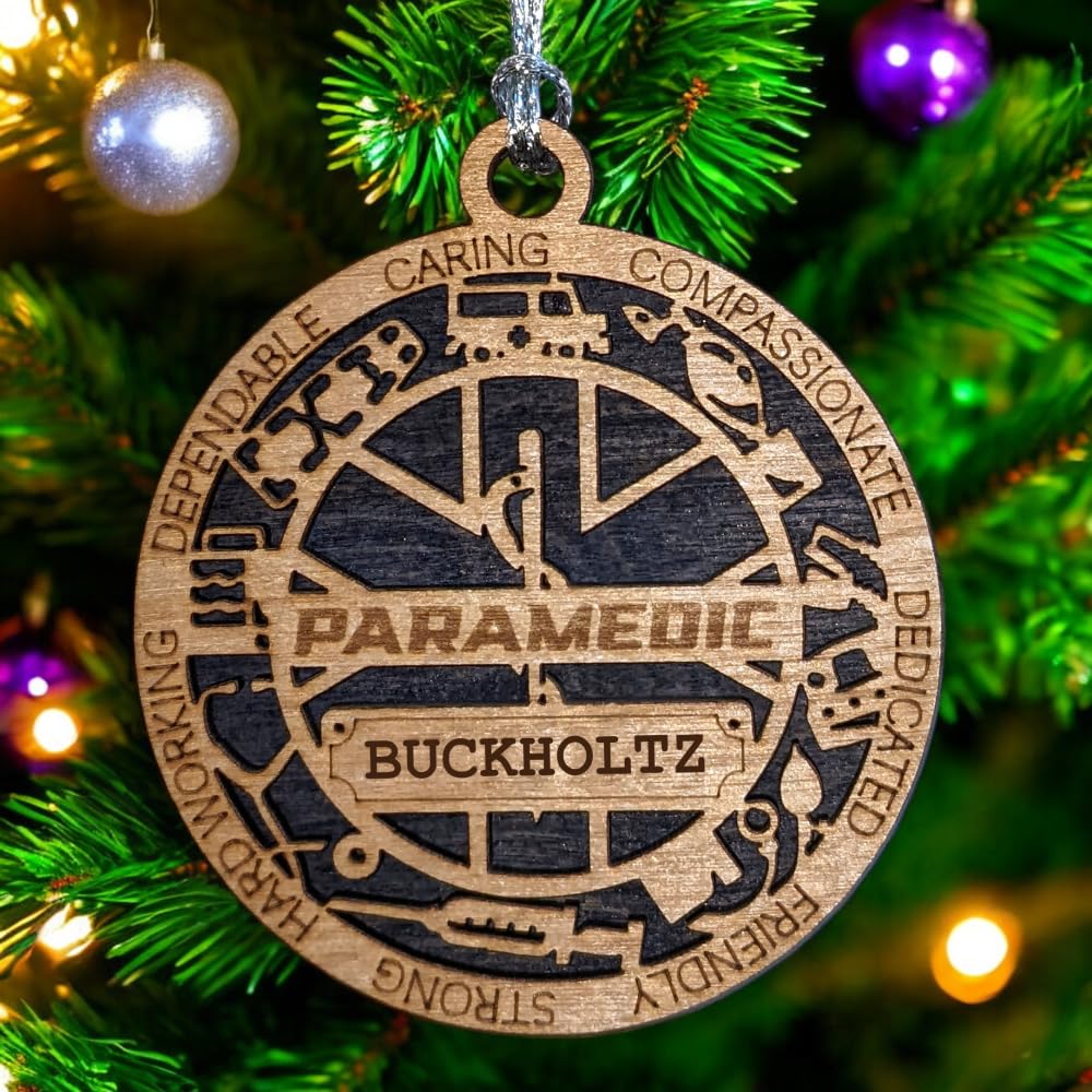 Personalized 3" Paramedic Wood Ornament - Solid Backing