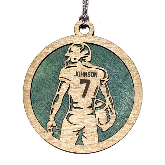 Personalized 3" Female Football Christmas Ornament