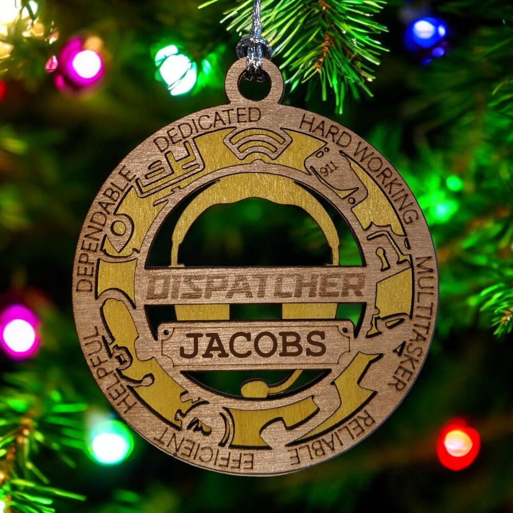 Personalized 3" 911 Dispatcher Wood Ornament - Cut Layer