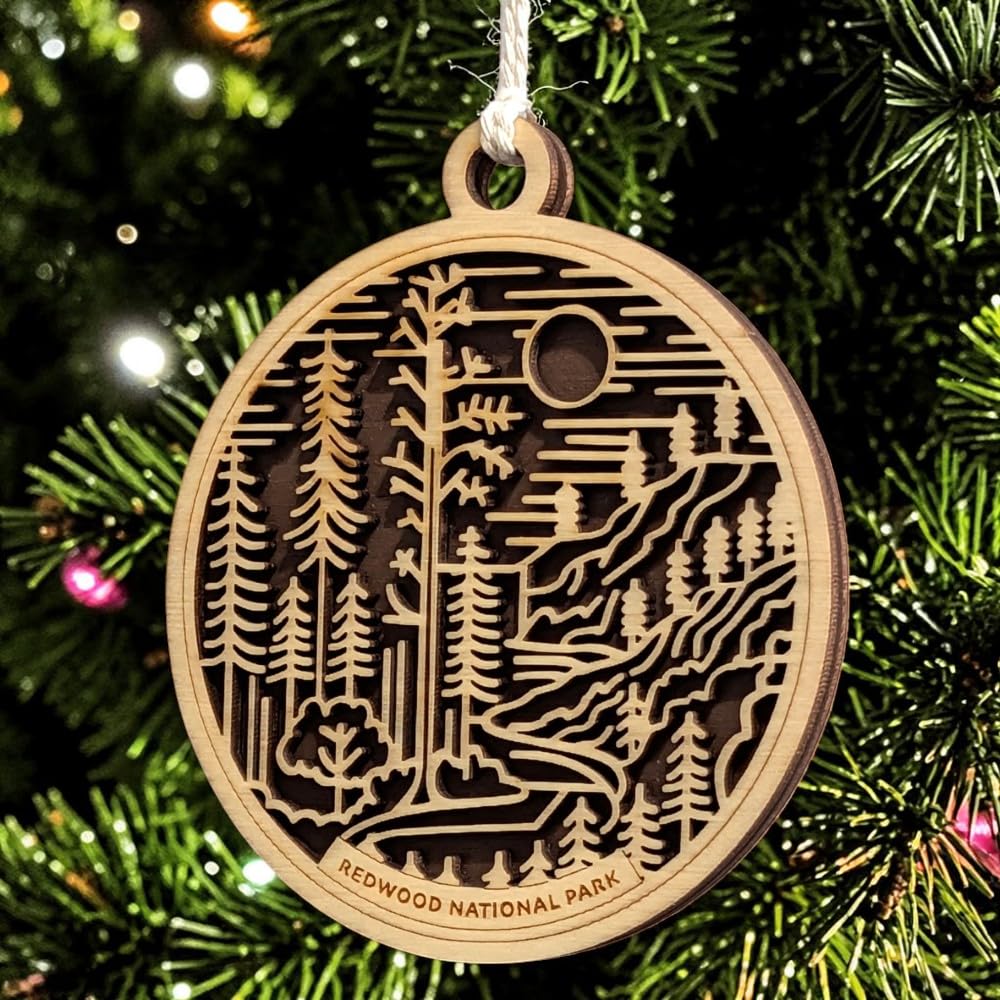 Redwood National Park 3.5" Wood Christmas Ornament
