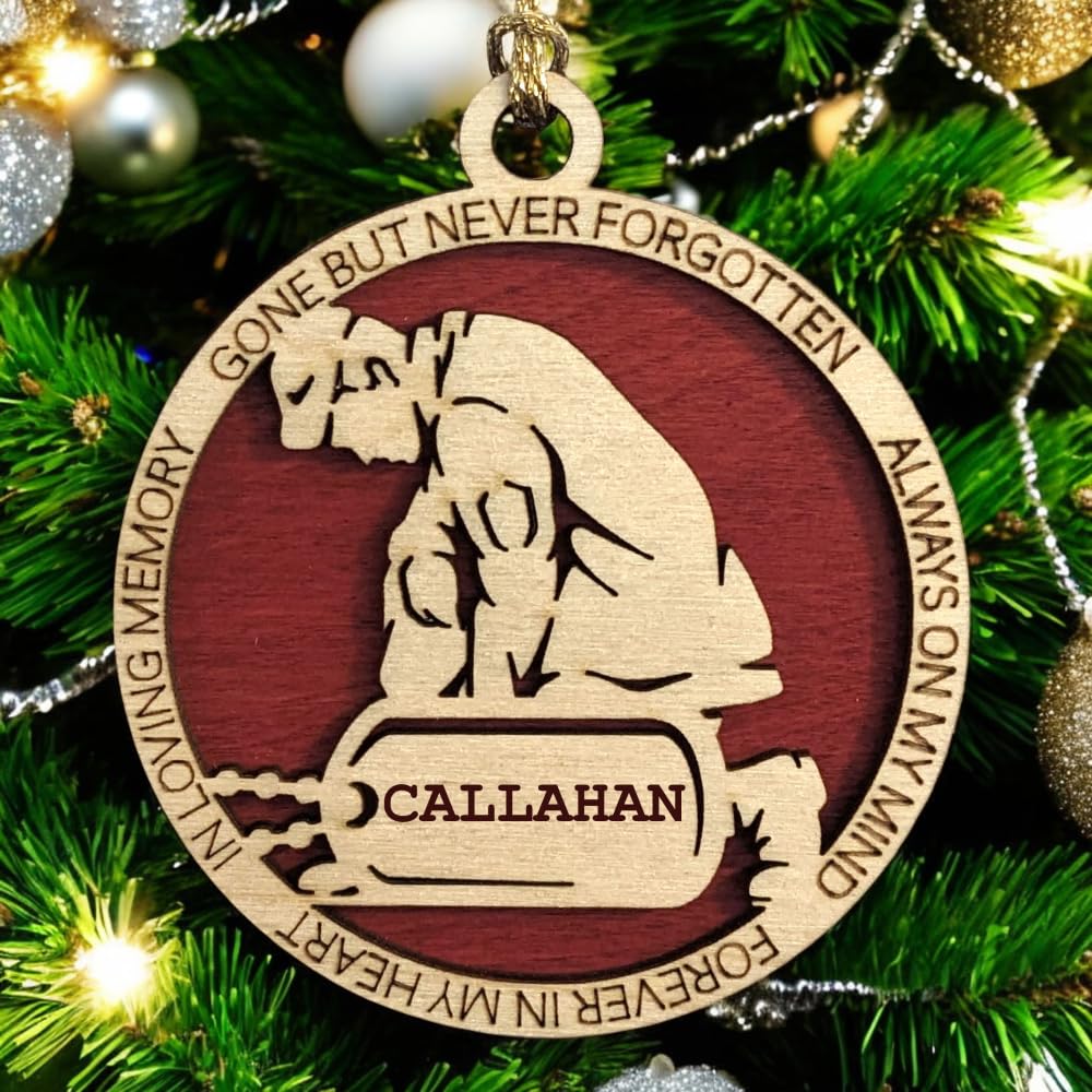 3" Marines Inspired Memorial Ornament, Kneeling, Dog Tag