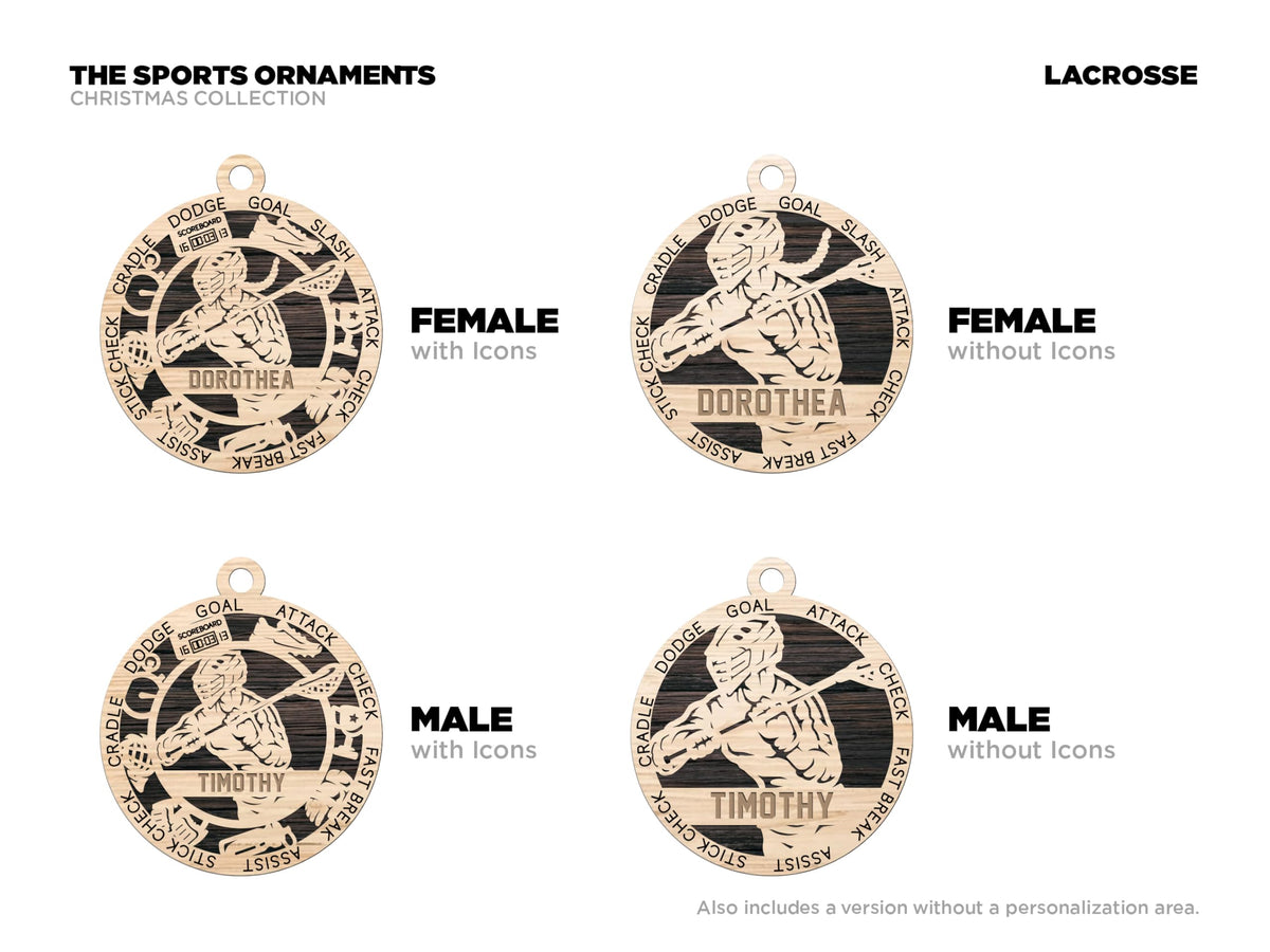 3" Female Lacrosse Christmas Ornament