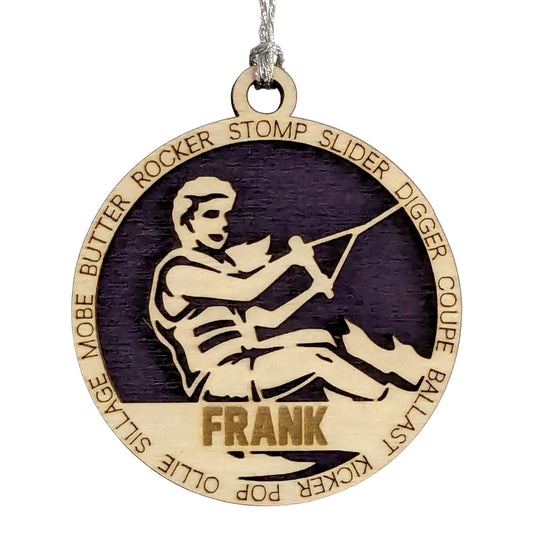 Handmade 3" Custom Name Female Wakeboarding Ornament