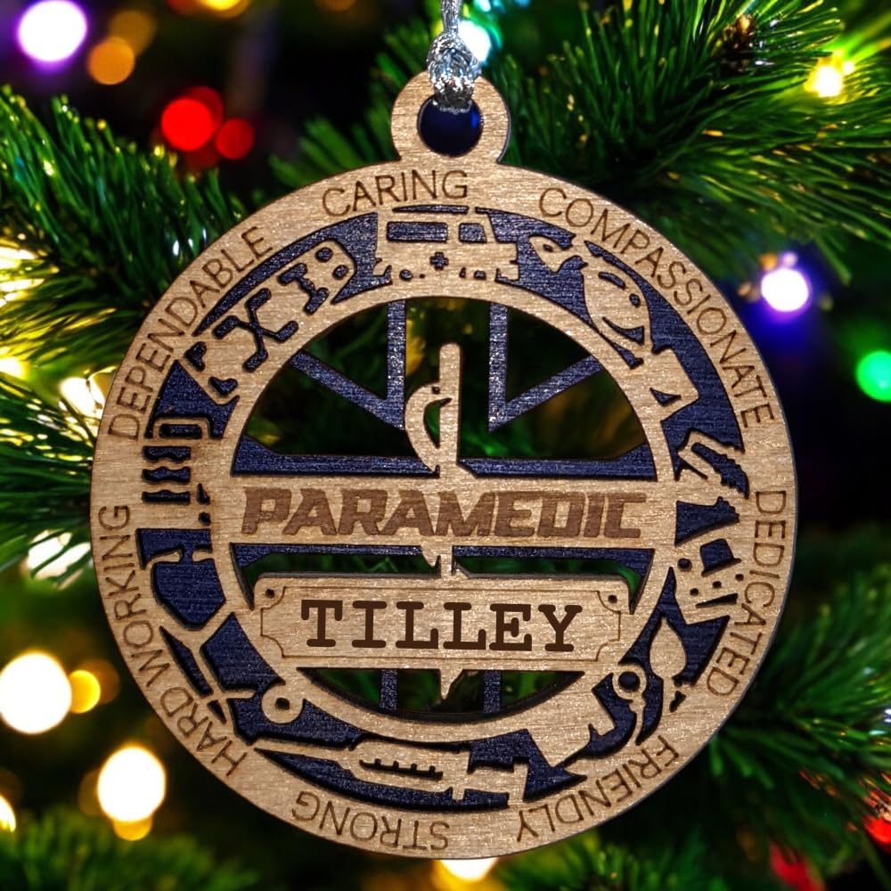 Personalized 3" Paramedic Wood Christmas Ornament - Cut Layer