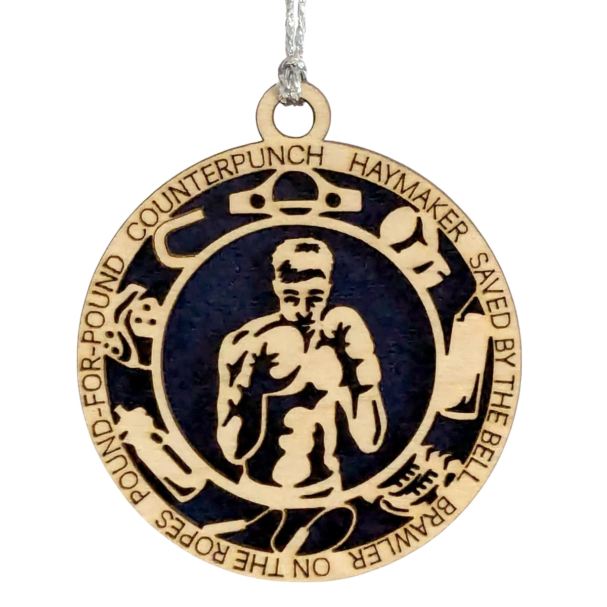 3" Male Boxer Icons Wood Ornament