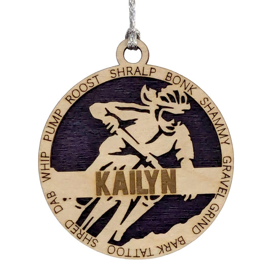Custom 3" Female Mountain Biking Ornament