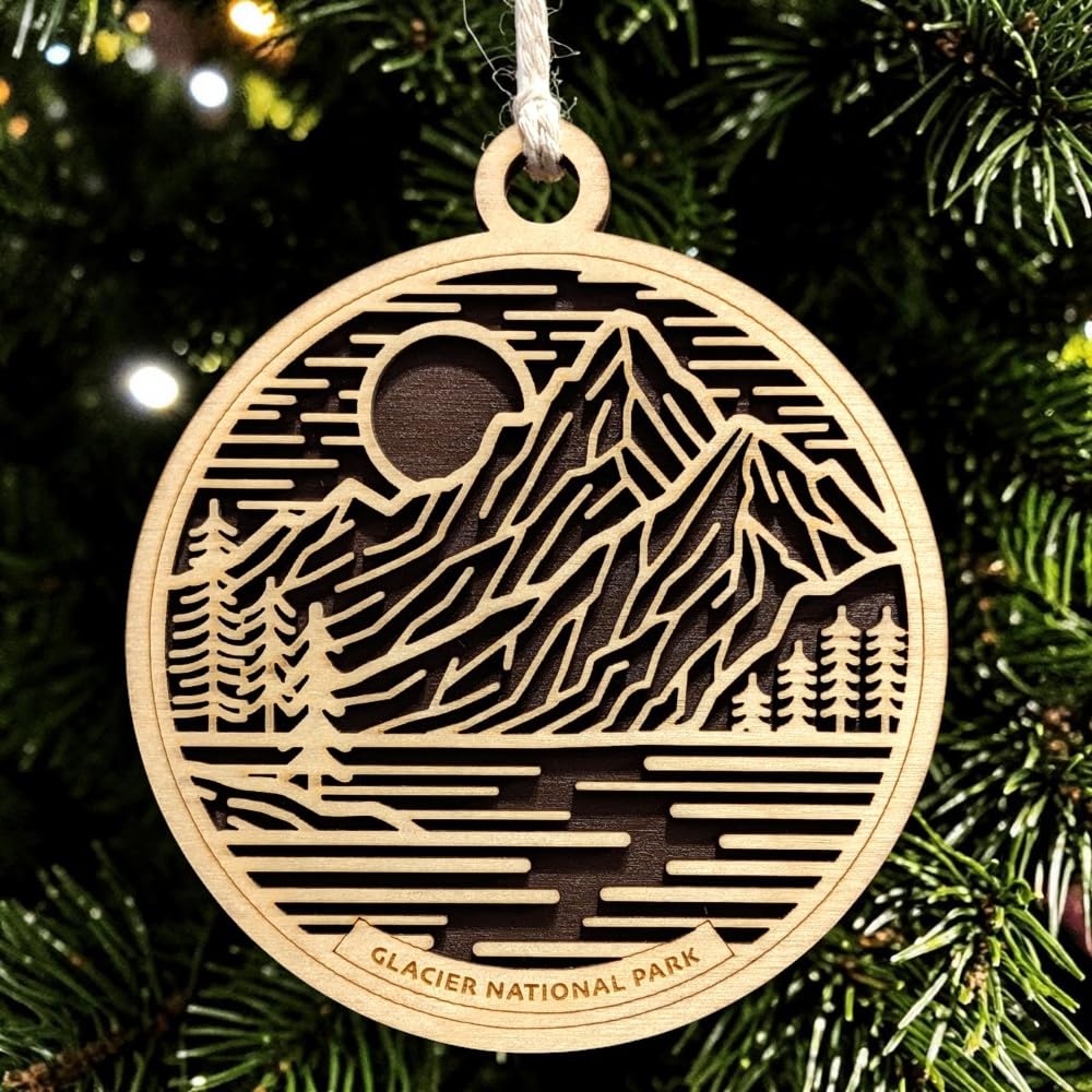 Glacier National Park 3.5" Wooden Ornament