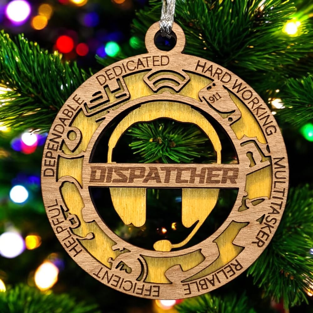 3" 911 Dispatcher Wood Ornament - Cut Layer