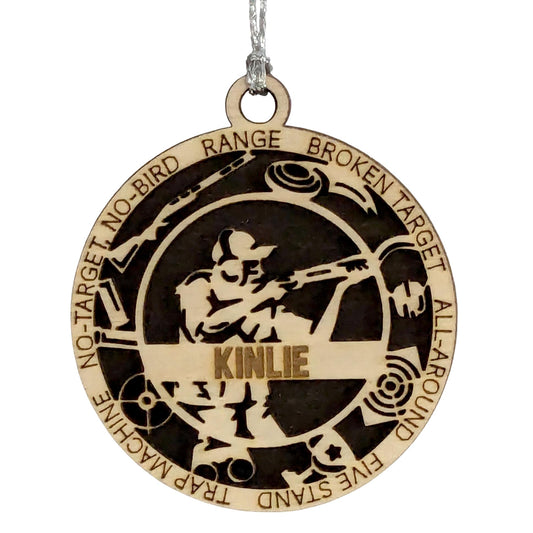 Handmade 3" Custom Female Trap Shooting Gear Ornament