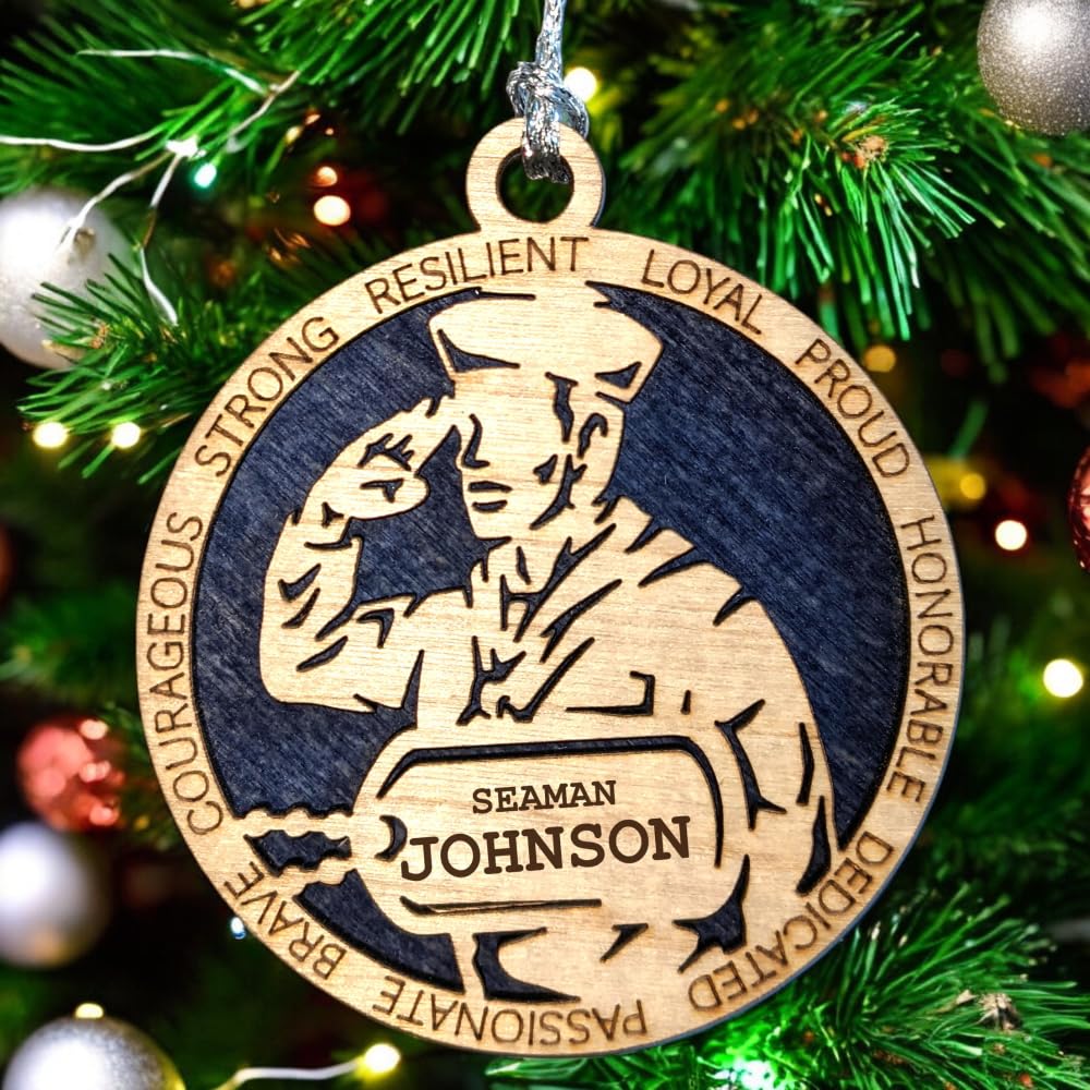 3" Navy Male Sailor Ornament, Field Uniform, Dog Tag