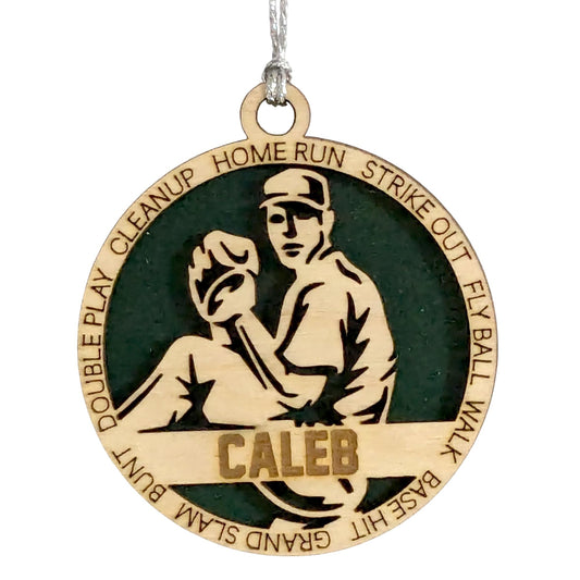 3" Custom Male Righty Pitcher Wood Ornament