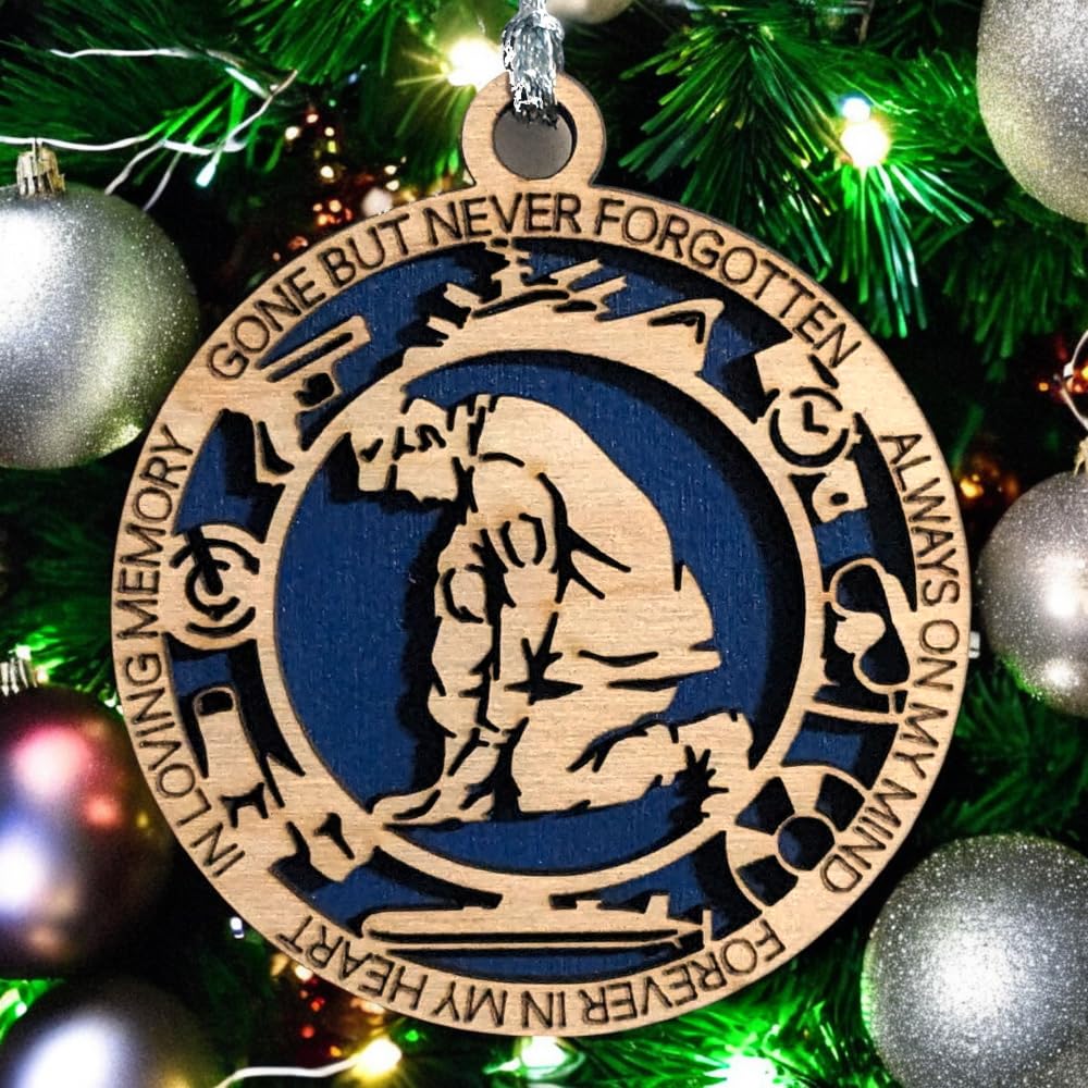 3" Navy Memorial Ornament, Kneeling Soldier, Icons