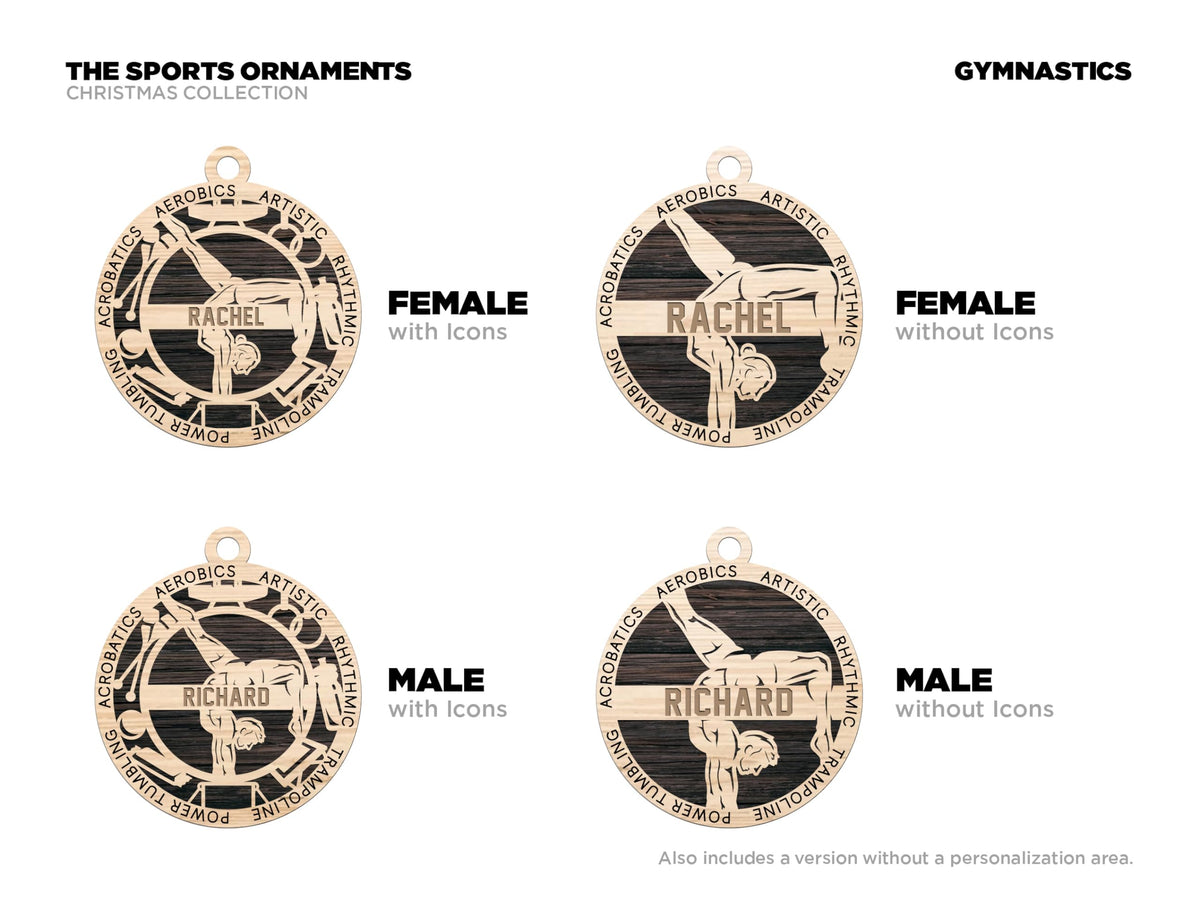 Personalized 3" Male Gymnastics Christmas Ornament