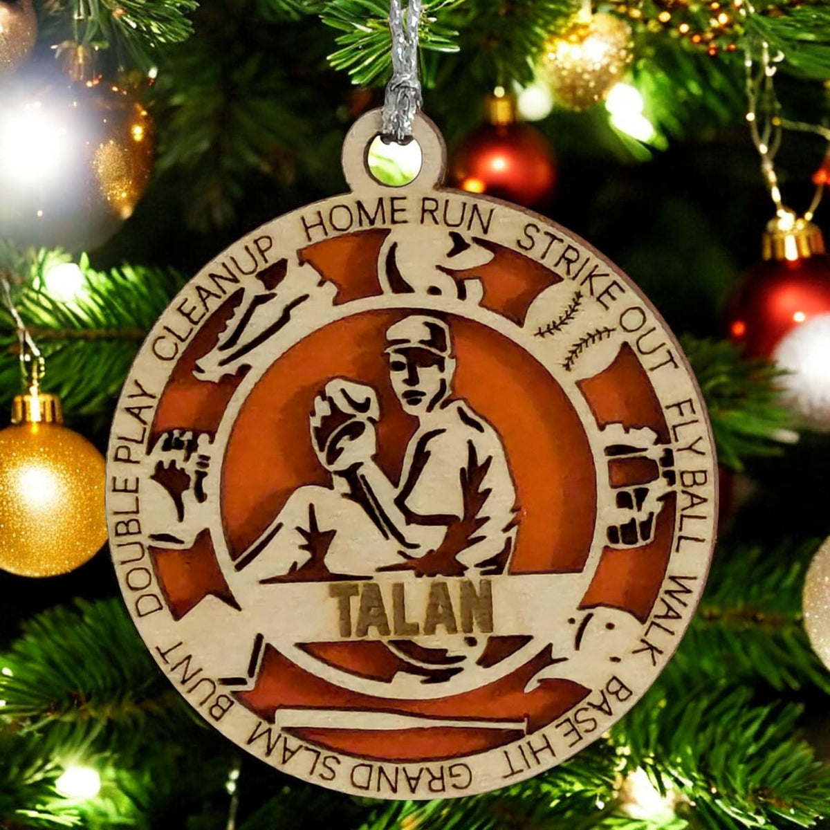 3" Custom Male Righty Icons Wood Ornament