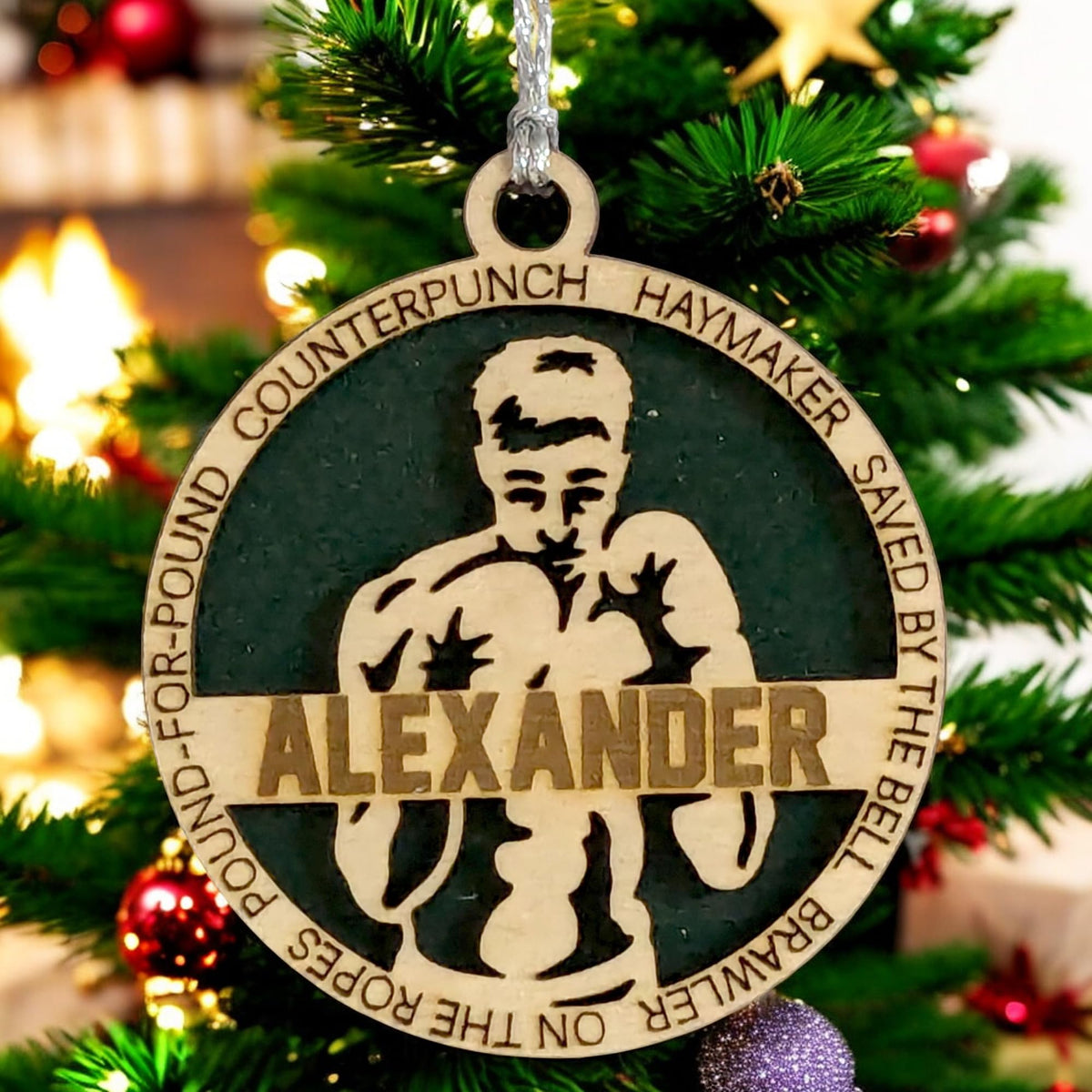 3" Custom Male Boxer Wood Ornament