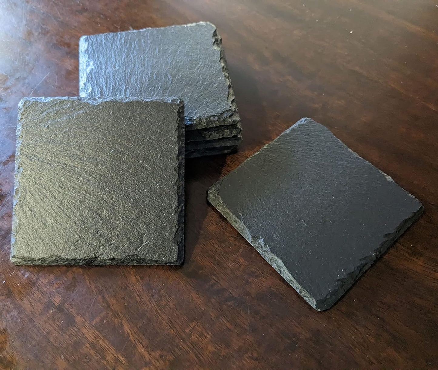 Surf's Up! Vintage VW Bus Slate Coasters - Laser-Etched Design for Beach Vibes &amp; Protection - Set of Stylish Drink Coasters