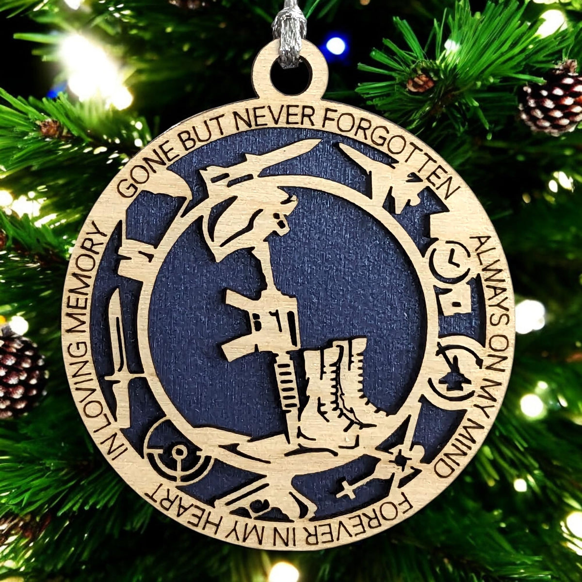 3" Battlefield Cross Memorial Wood Ornament