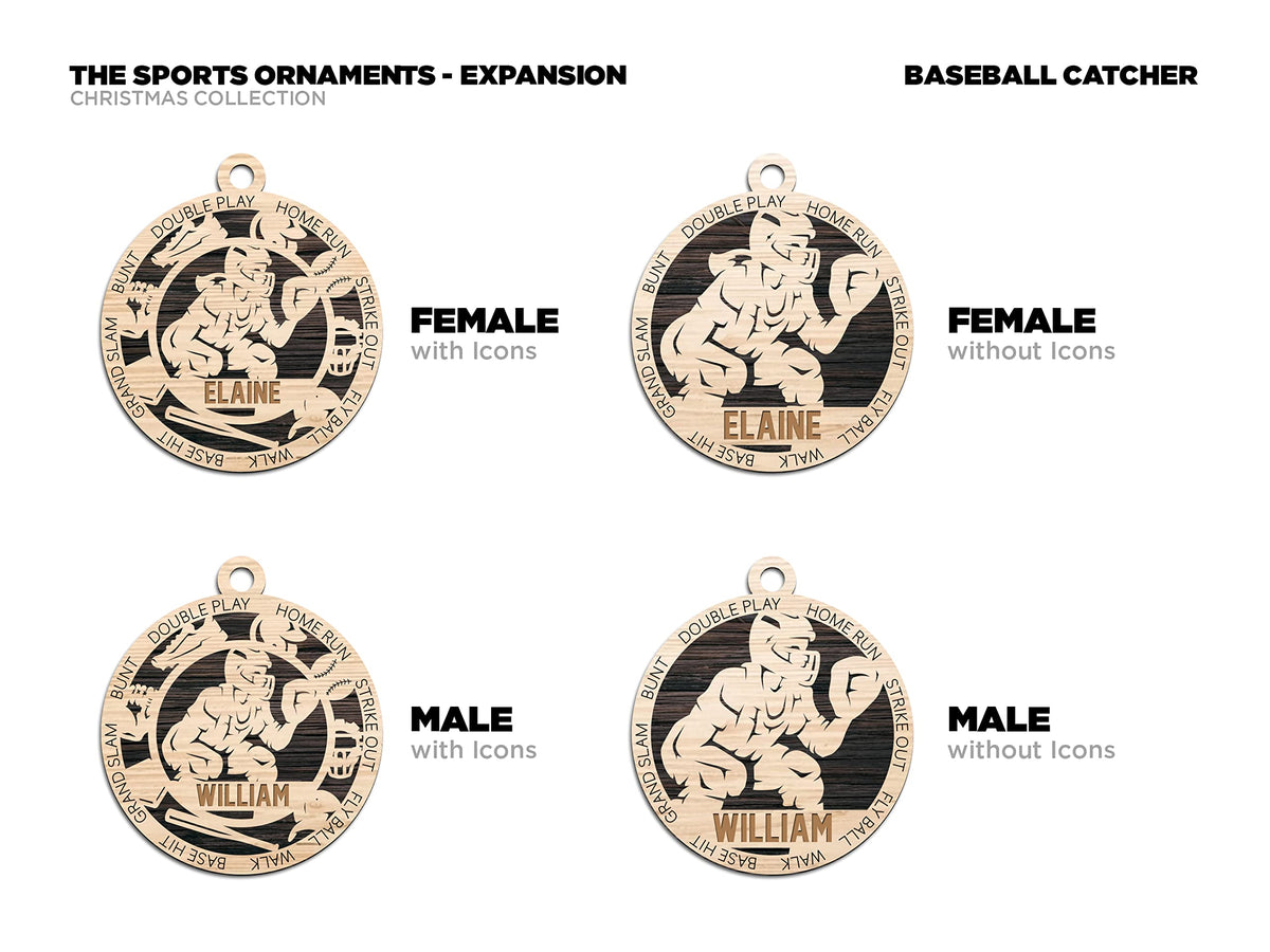 Handmade 3" Custom Female Catcher Gear Ornament