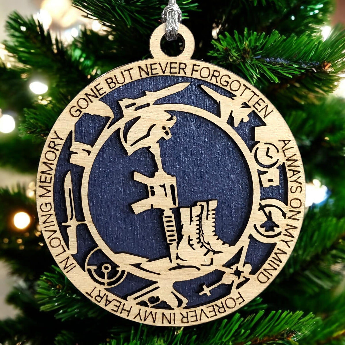 3" Battlefield Cross Memorial Wood Ornament