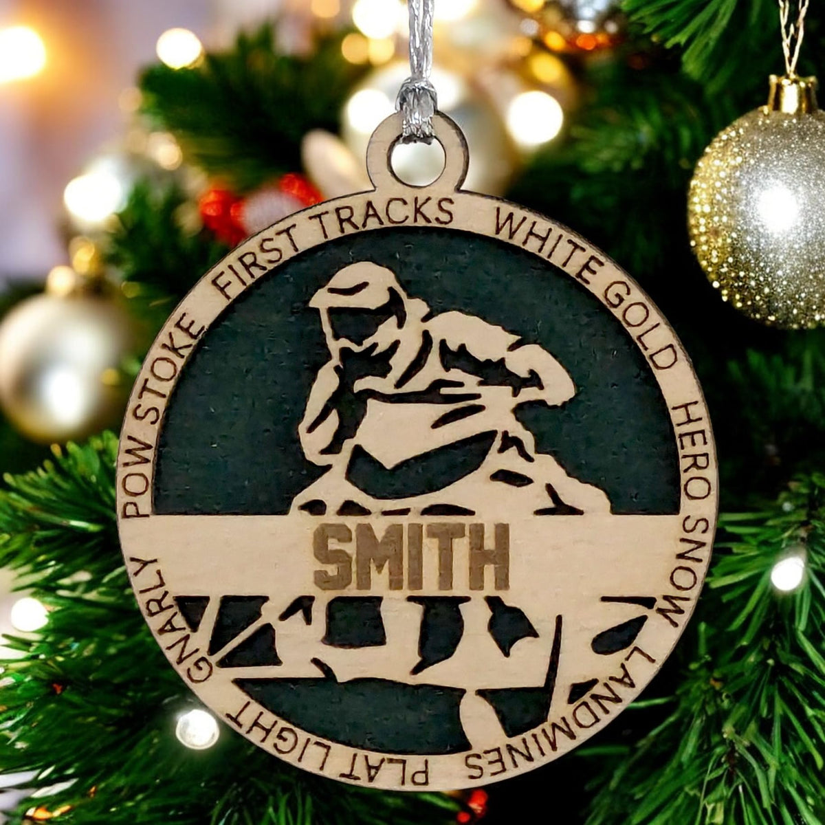 Handmade 3" Custom Name Snowmobiler Ornament