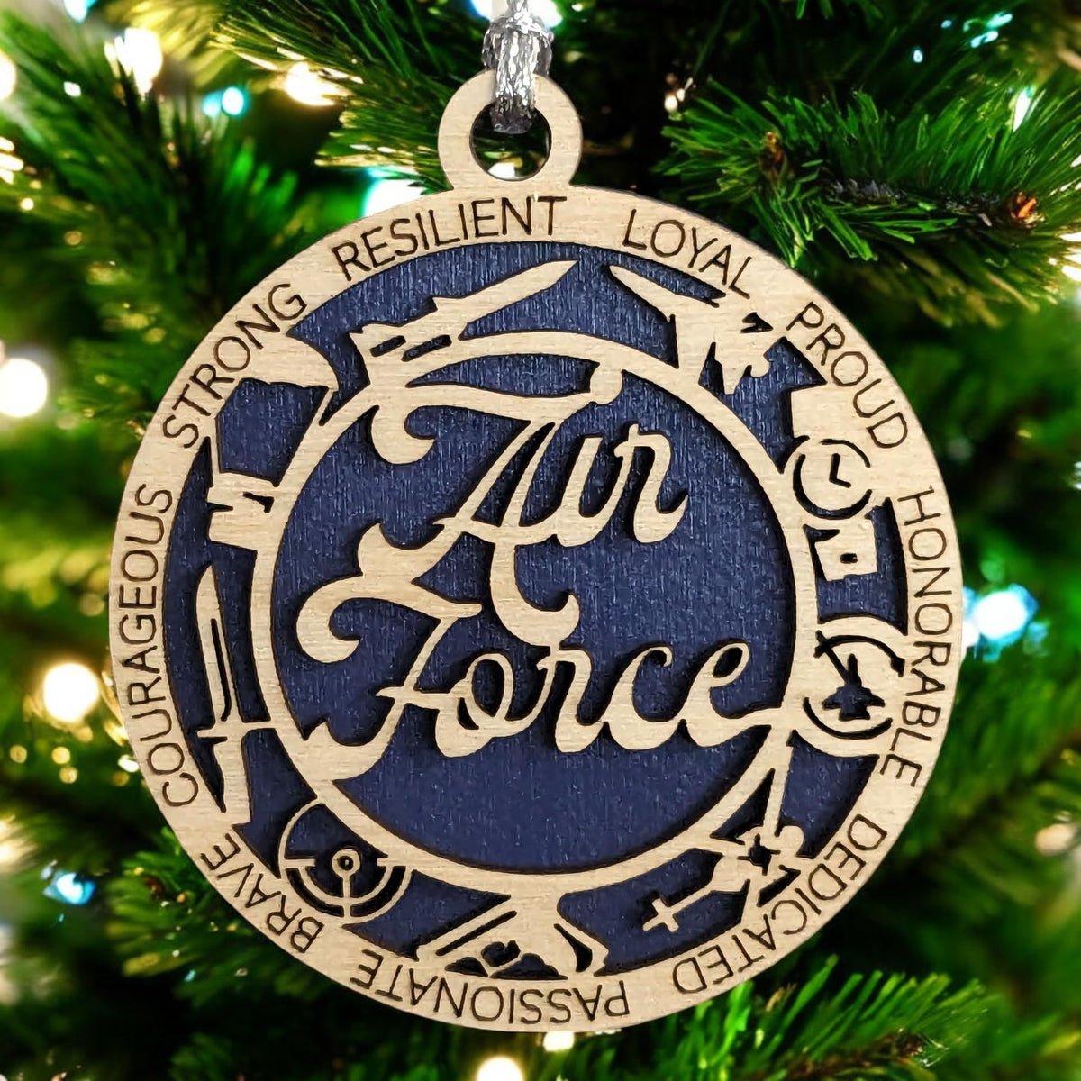 3" Air Force Script Icons Ornament