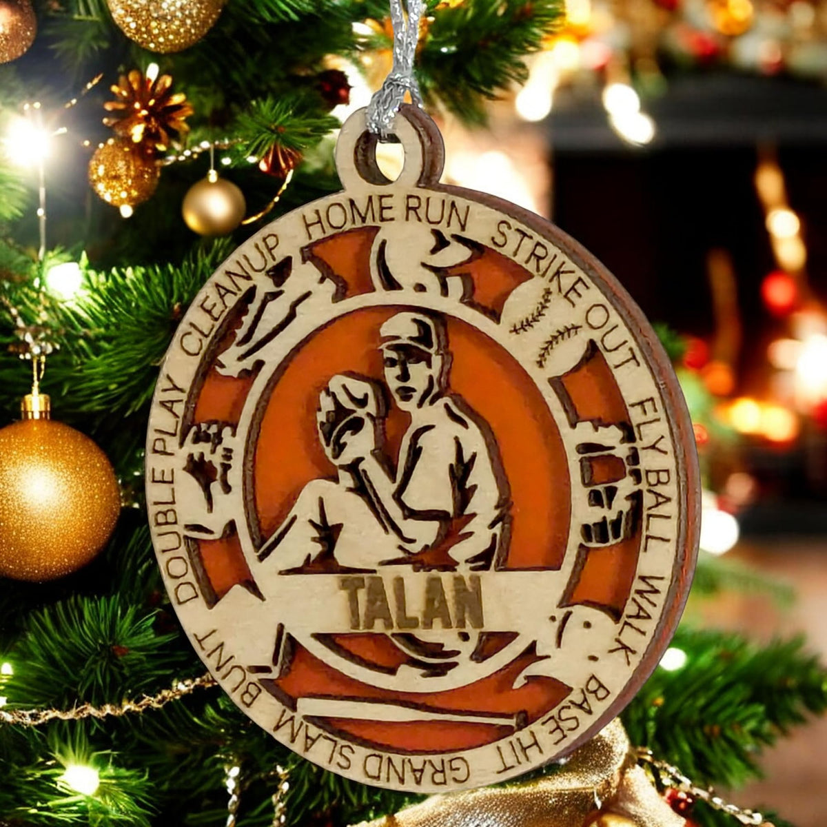 3" Custom Male Righty Icons Wood Ornament