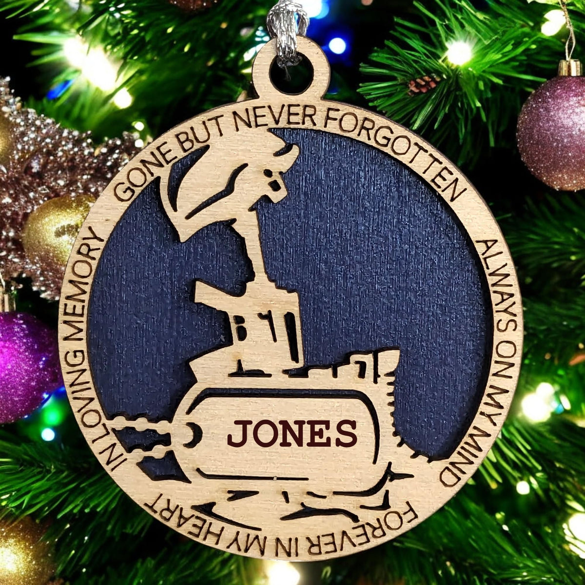 3" Battlefield Cross Memorial Wood Ornament, Custom Dog Tag