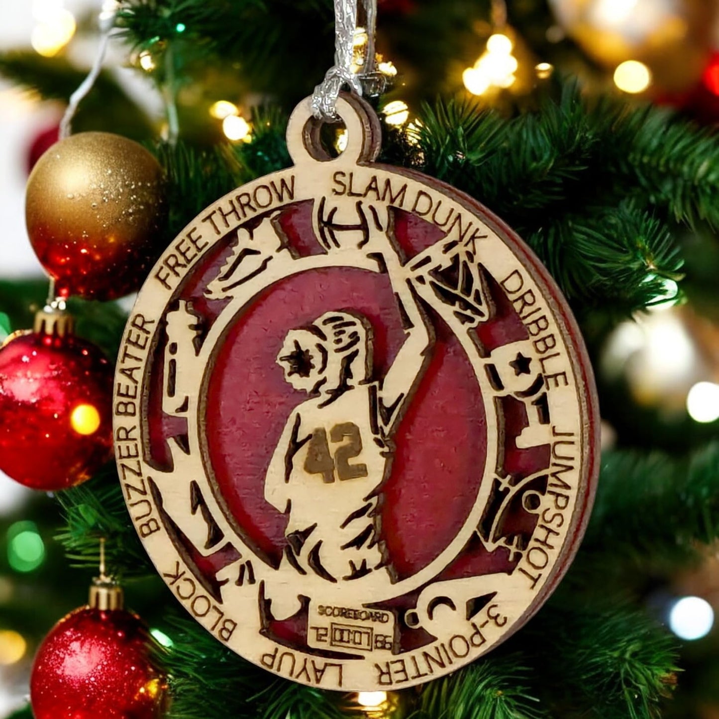 3" Female Basketball Icons Wood Ornament