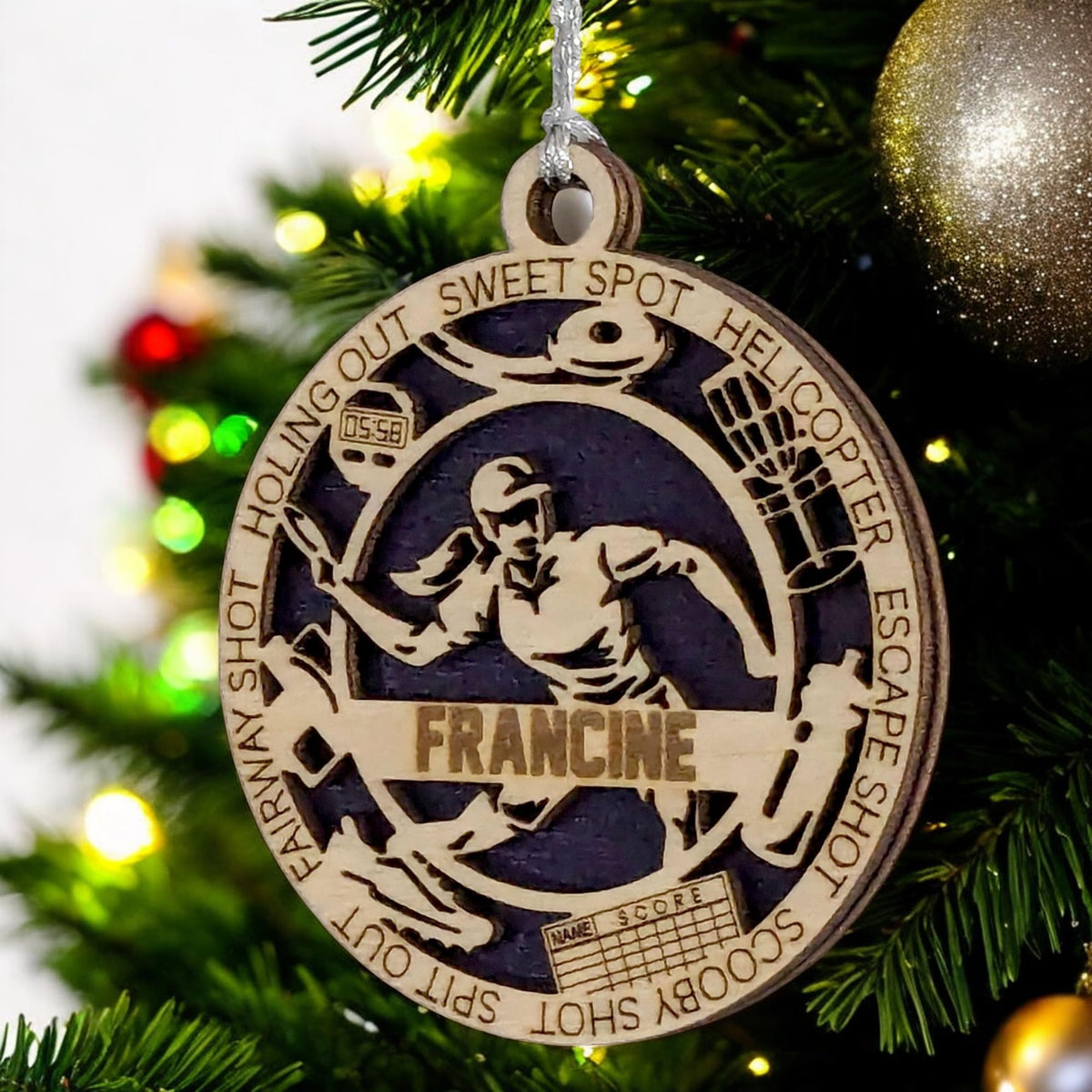 Custom 3" Female Right-Handed Disc Golf Ornament, Icons