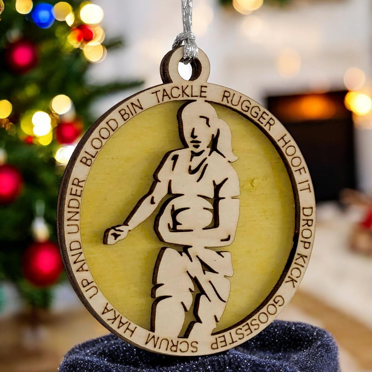 3" Female Rugby Christmas Ornament