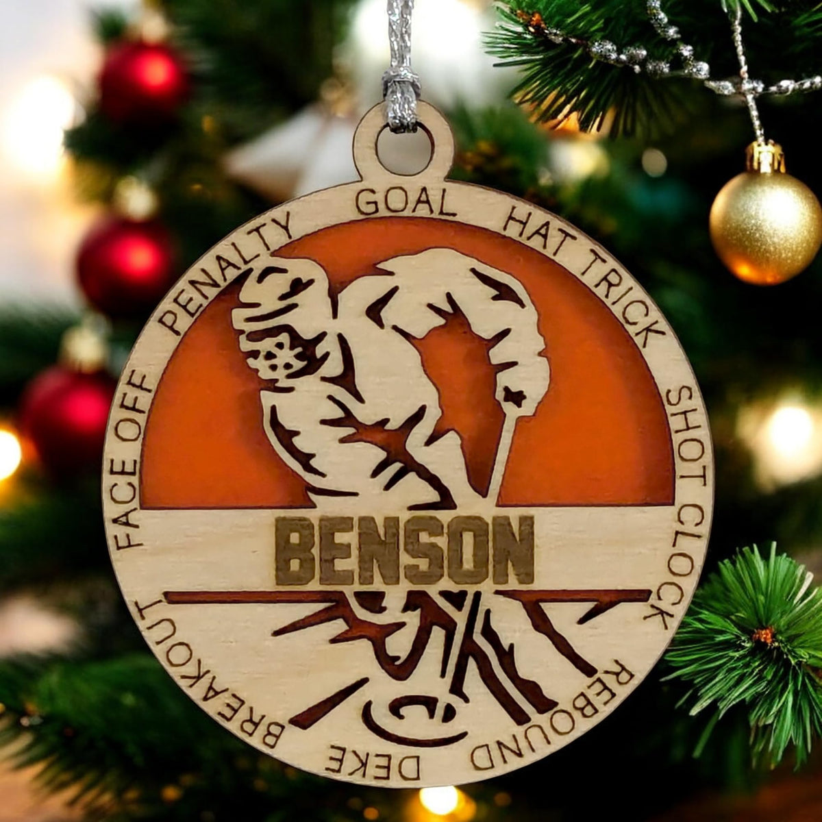 Personalized 3" Male Ringette Christmas Ornament