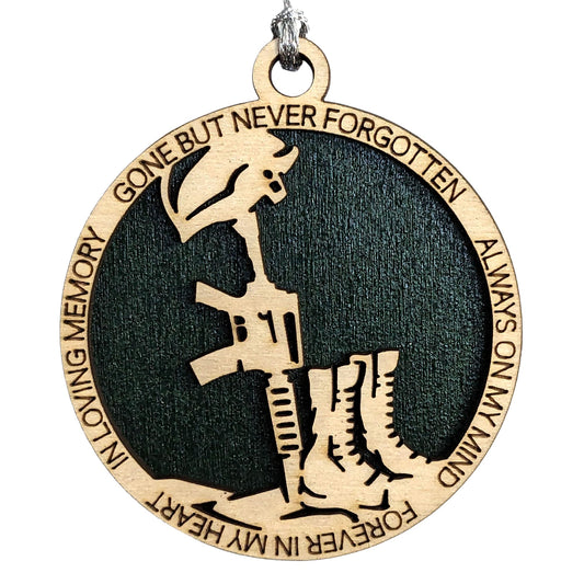 3" Army Battlefield Cross Memorial Wood Ornament