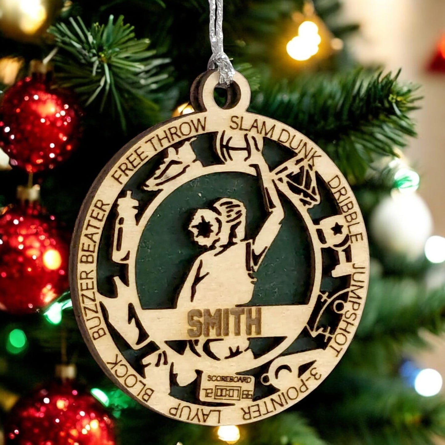 3" Custom Female Basketball Icons Wood Ornament