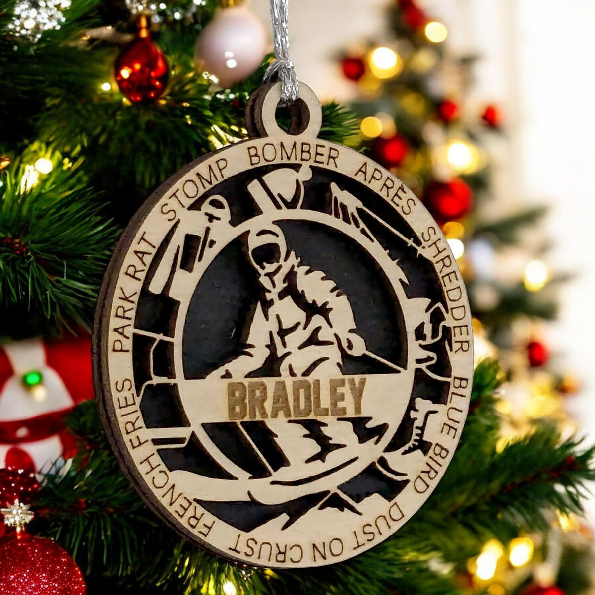 3" Custom Name Male Skier Gear Ornament