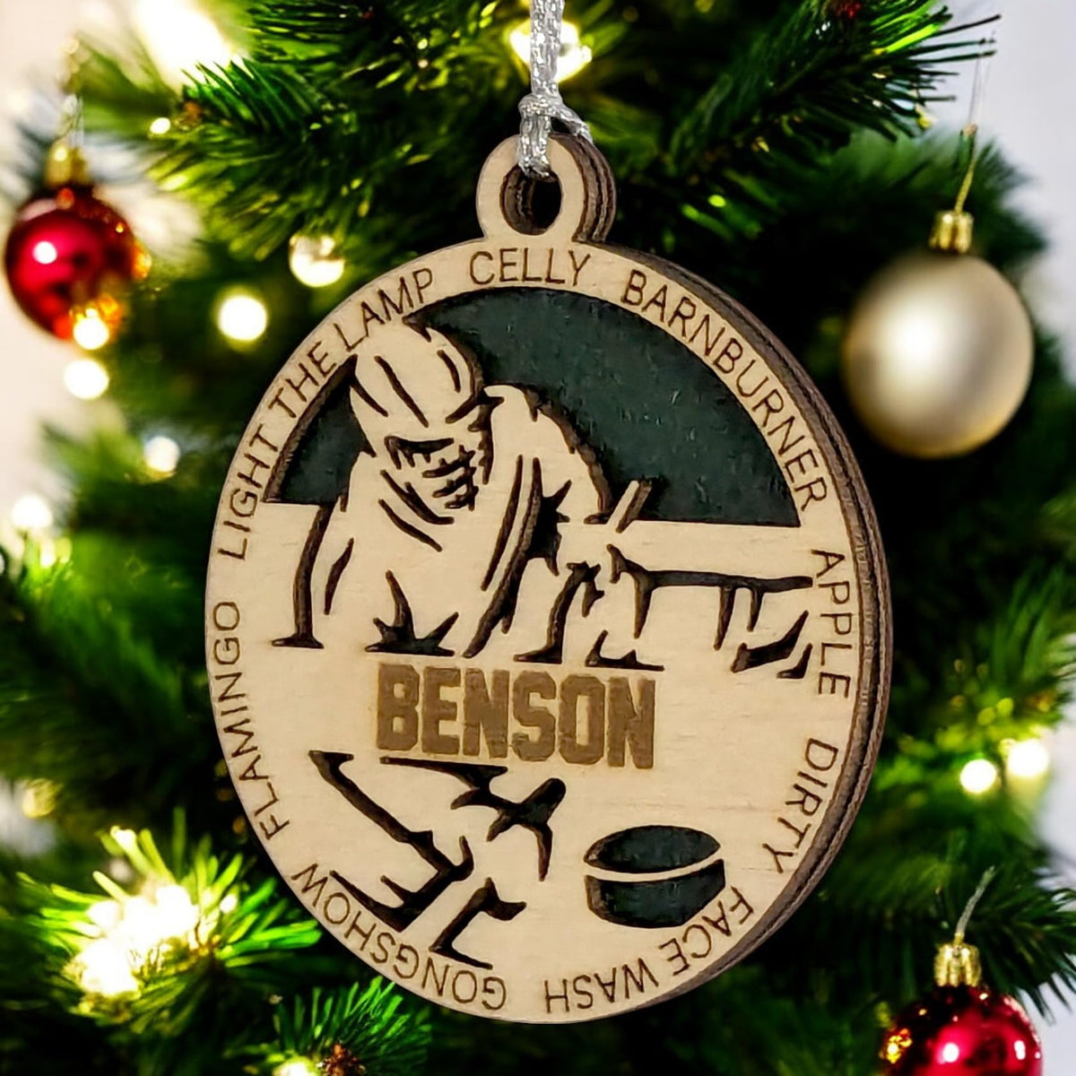 Handmade 3" Custom Name Male Sledge Hockey Ornament