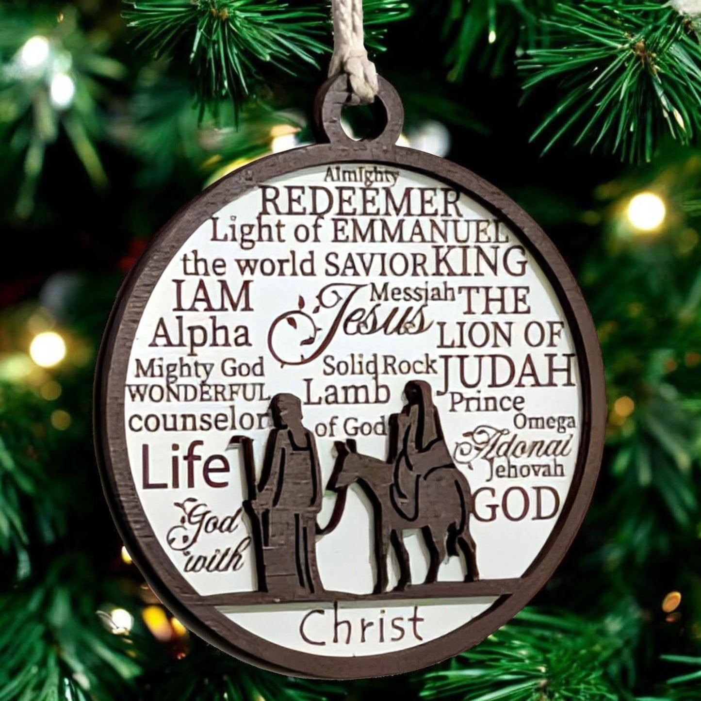 3" Joseph and Mary Journey Wood Christmas Ornament
