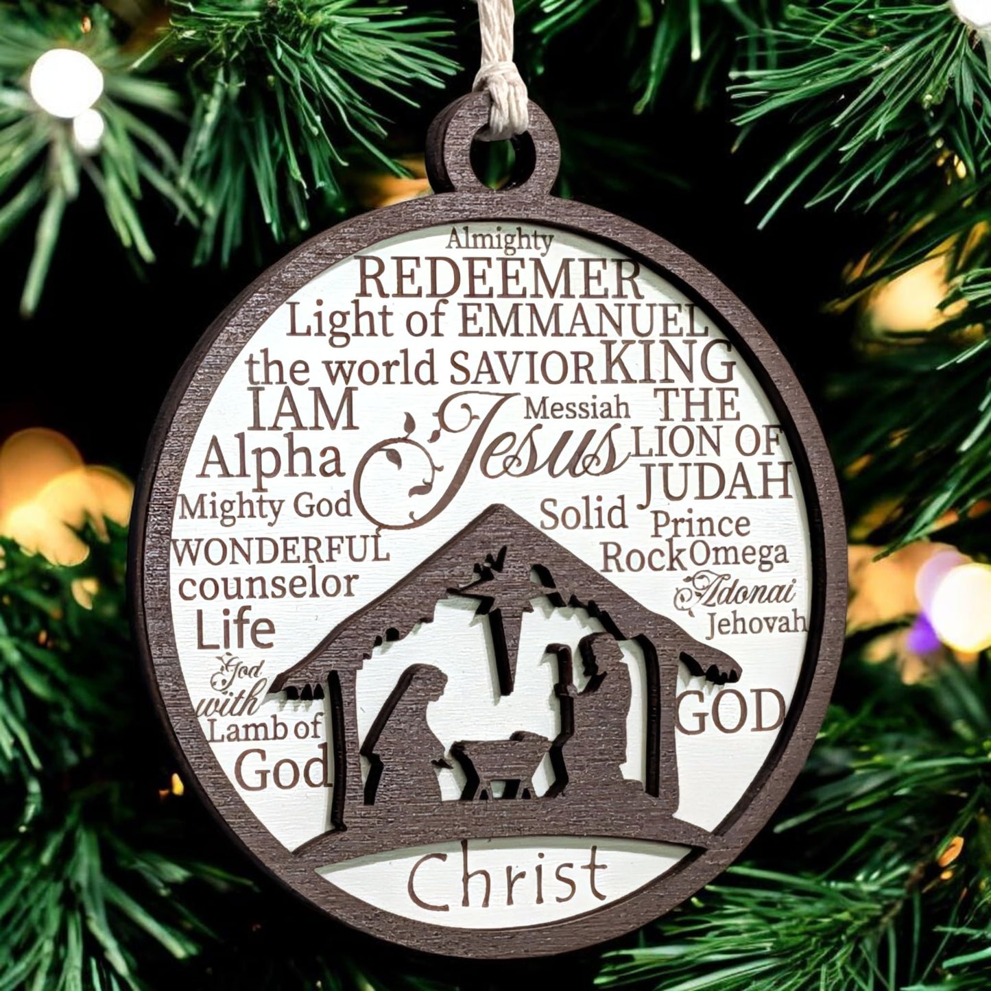 3" Nativity Manger Scene Wood Christmas Ornament