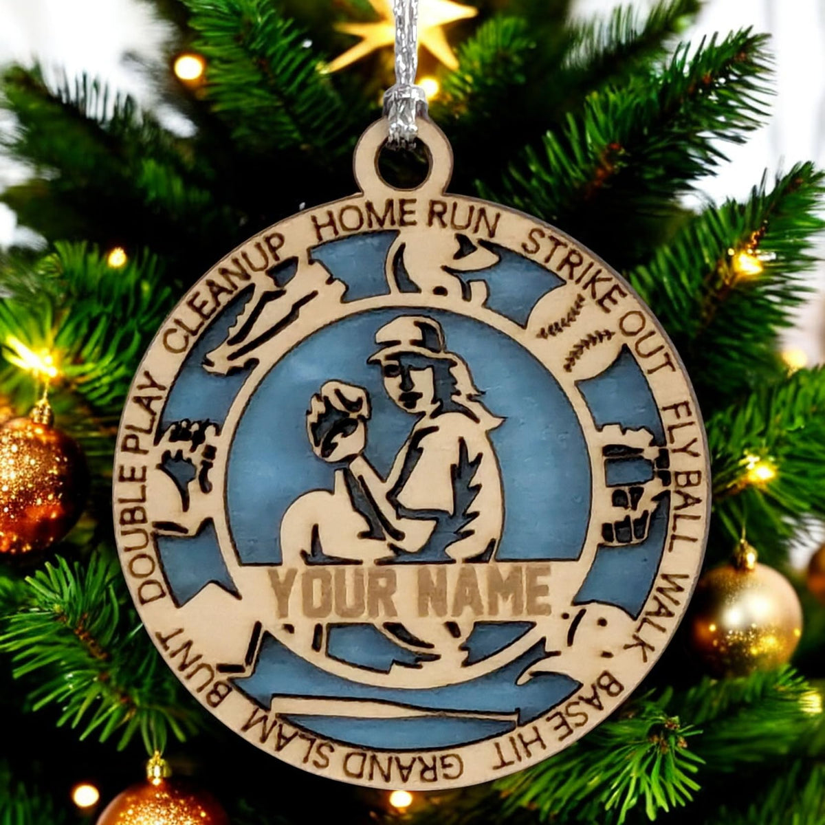 3" Custom Righty Pitcher Icons Wood Ornament