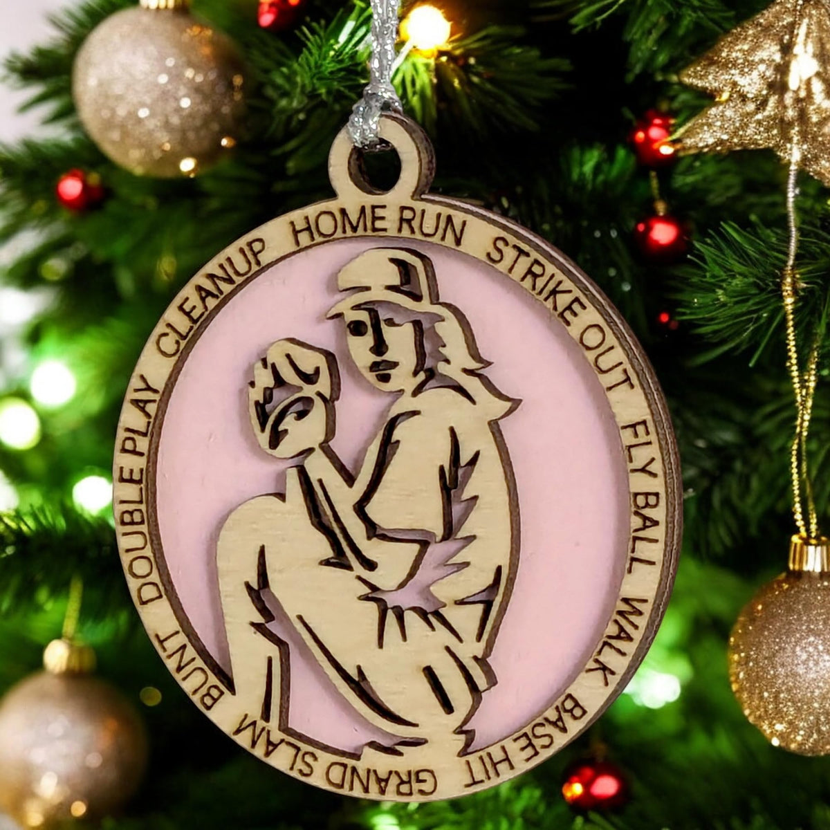 3" Female Righty Baseball Pitcher Wood Ornament