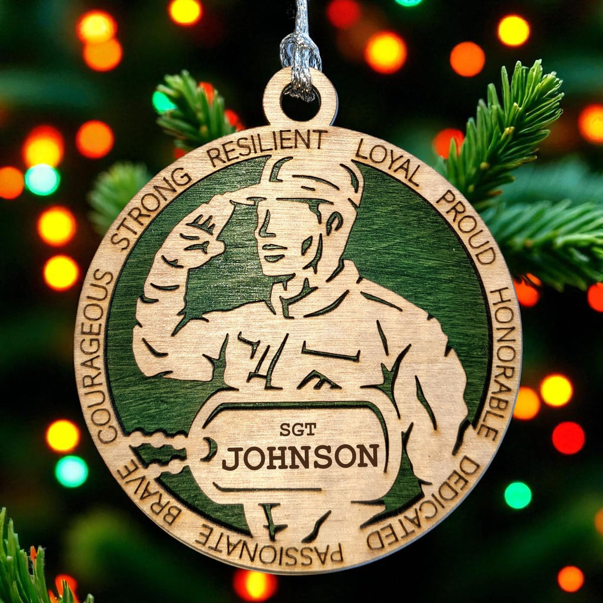 3" Male Army Soldier Dress Ornament, Dog Tag