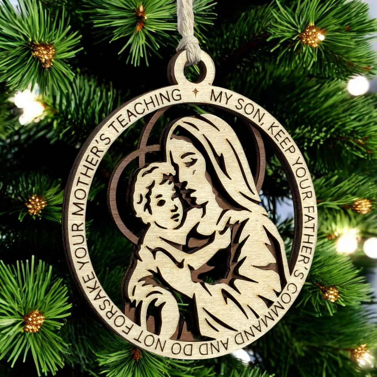 3.5" Madonna and Child Christmas Ornament